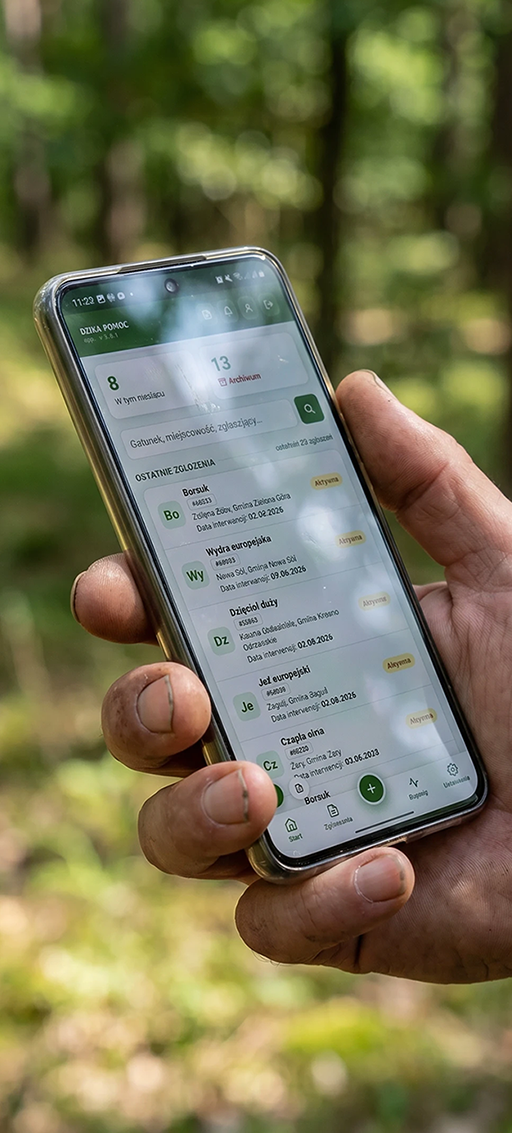 Dzika Pomoc — mobilny system ewidencji interwencji dla ośrodków rehabilitacji dzikich zwierząt